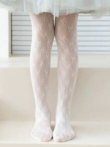 1pc Toddler Girls' Butterfly Hollow Out Tights Bottoming Pants, Suitable For Daily Life