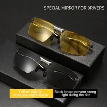 Polarisierte Nachtsichtbrille mit Metallrahmen - Nachtsichtbrille - für Herren Damen Outdoor Sport Party Urlaub Reisen Fischen Dekorationen Fotoprops, ideale Geschenkwahl für Sommerurlaub am Strand, Outdoor, Reisen