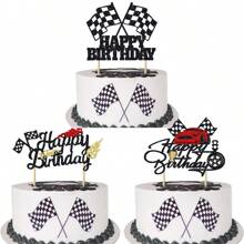 1 Buah Hiasan Kue Ulang Tahun Mobil Balap, Bendera Berkilau, Piala Balap, Tusuk Kue Mobil Balap untuk Tema Balapan Pesta Ulang Tahun ke-1-10 - MultiWarna - View 4