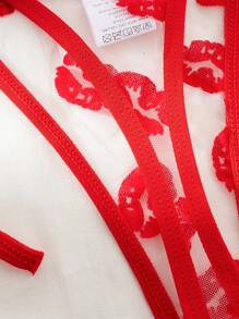 Women's Sexy Lips Mesh Lingerie Set For Going Out - Red - View 7