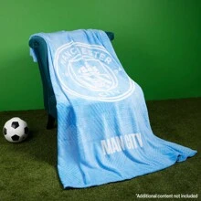 Manchester City FC Fleece Bed Blanket Soft Throw 125 X 150cm Gift - Blue - View 2