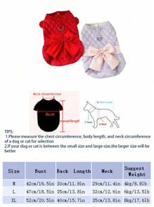 圣诞礼物可爱冬季小狗衣服保暖女童公主狗猫连衣裙宠物甜美裙子小型犬服装宠物连衣裙大号蝴蝶结秋冬小狗连衣裙飞袖两腿小型中型犬幼犬猫装宠物用品