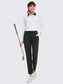 Women's Pants With Deep Pockets 7/8 Stretch Ankle Sweatpants For Golf, Athletic, Lounge, Travel, Work - màu đen - Xem 4