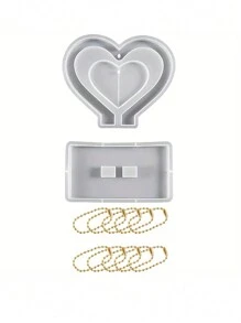 10pcs Heart-Shaped Silicone Mold Set, Including 10 Chains - DIY Epoxy Resin Casting Mold For Creative Home Decor And Gift Making - Heart-Shaped Resin Mold Set For Customized Photo Frame - Mould - View 5