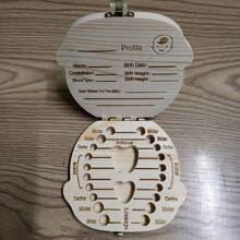 1pc Baby Tooth Box Spanish/Dutch/French/German Wooden Kids Milk Teeth Organizer Storage Boys Girls Baby Souvenirs Gifts Keepsakes - Beige - View 14