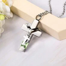 Always On My Mind 双骨灰盒吊坠火葬珠宝骨灰骨灰纪念品骨灰盒吊坠项链﻿ - Cross - 查看 5