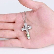 Always On My Mind 双骨灰盒吊坠火葬珠宝骨灰骨灰纪念品骨灰盒吊坠项链﻿ - Cross - 查看 6