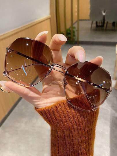 1pc Geometric Pattern Elegant Sexy Copper Alloy Optical Glasses, Fashionable For Daily Wear Year-Round Elegant Outfit For Summer Beach Vacation,Outdoor,Travel