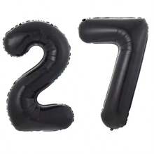 32英寸黑色数字气球，适用于生日和周年纪念日，通用庆祝派对用品铝箔材料，拍照道具，室内和房间装饰 - 黑色 - 查看 20