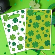 10pcs/20pcs Four-Leaf Clover Gift Packaging Bags, Birthday Gift Tote Bags, Festival Themed Decorations, St. Patrick's Day Decors, Party Supplies