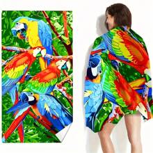 1pc 75cm*150cm Microfiber Beach Towel With Printed Design, Absorbent, Sun-Protective, Suitable For Summer Beach Travel Holiday Bathroom Decor Beach Essentials