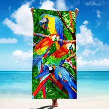 1pc 75cm*150cm Microfiber Beach Towel With Printed Design, Absorbent, Sun-Protective, Suitable For Summer Beach Travel Holiday Bathroom Decor Beach Essentials