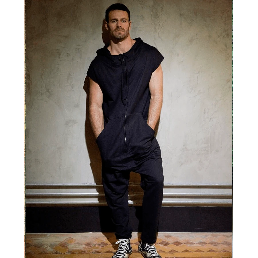 Men's Dungarees Jumpsuit - 黑色 - 查看 1