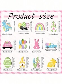 12pcs/24pcs/36pcs Easter Wooden Decorations, Happy Easter Eggs, Rabbit & Carrot Wooden Hanging Ornaments, Spring Easter Wooden Slice Decorations, For Easter Party, Home, Classroom Decor Easter Decorations Easter Decor Party Gift Gifts Birthday Graduation