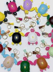 1pc Leather Turtle Ornament, Leather Turtle Bag Pendant Charm, Versatile Car Key Chain, Small Gift - Multicolor - View 1