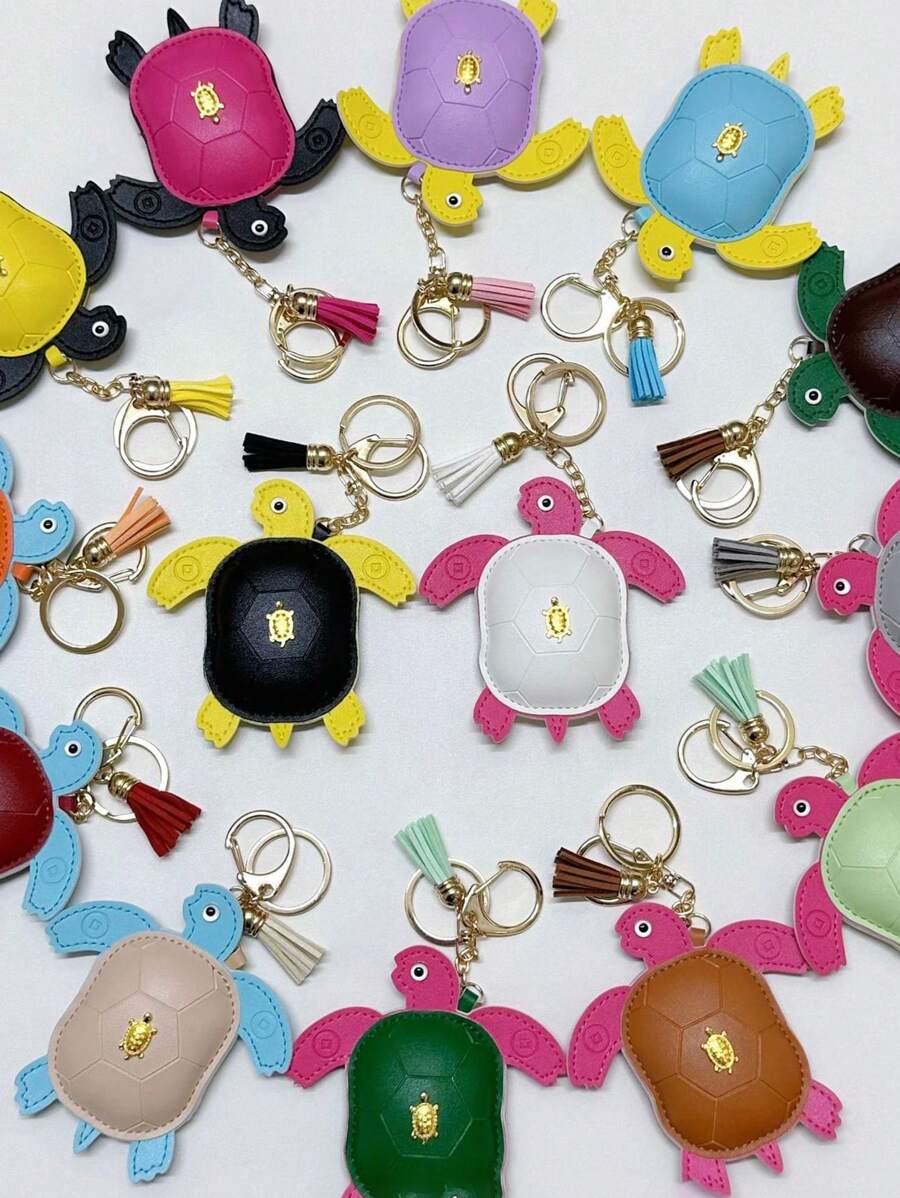 1pc Leather Turtle Ornament, Leather Turtle Bag Pendant Charm, Versatile Car Key Chain, Small Gift - Multicolor - View 1