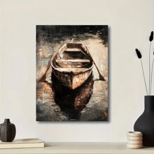 Charming Boat On Water Oil Painting - 11.8x15.7" Wooden Framed Canvas Wall Art For Living Room, Bedroom, Office, Or Hallway Decor, Perfect For Room Decor