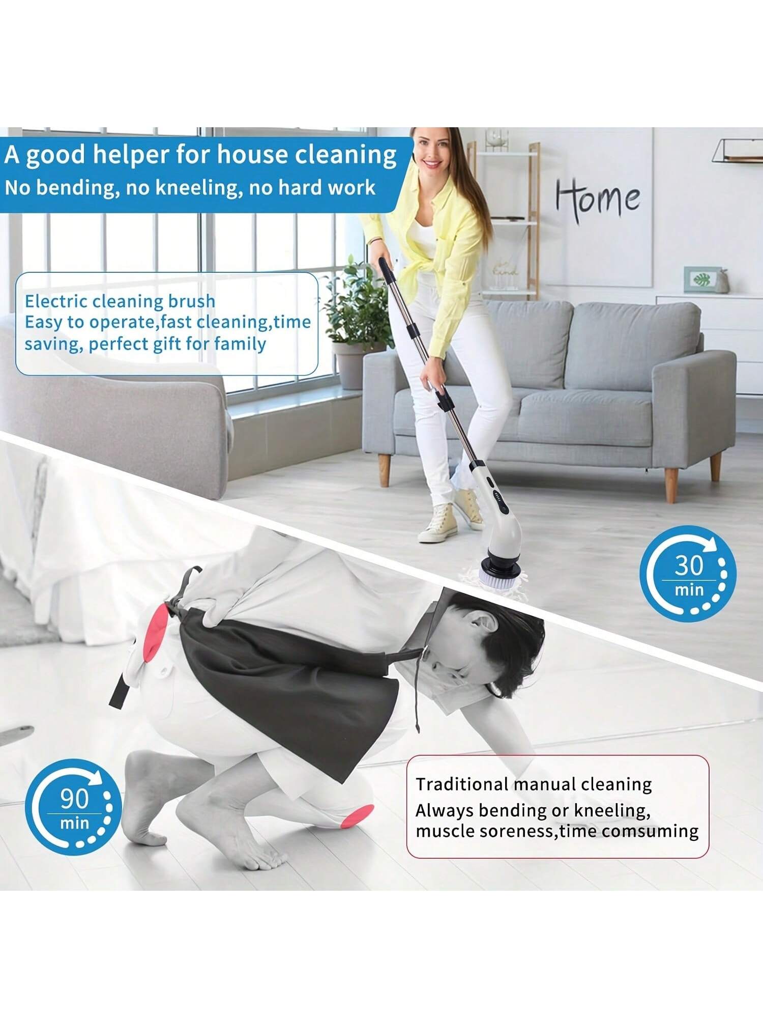 مجموعة منظف كهربائي دوّار للأرضيات – فرشاة كهربائي...