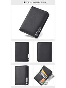 1pc Men's Short Wallet Iron Edge Men's Multi Card Slot Wallet Card Bag Credit Card Clip Double Fold Wallet Large Capacity Multi-Card Slots, Business Casual Style, Birthday Gift, Graduation Gift, Father's Day Gift