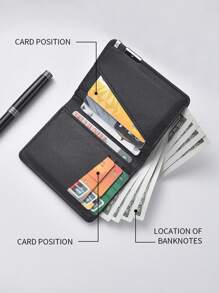 1pc Men's Short Wallet Iron Edge Men's Multi Card Slot Wallet Card Bag Credit Card Clip Double Fold Wallet Large Capacity Multi-Card Slots, Business Casual Style, Birthday Gift, Graduation Gift, Father's Day Gift