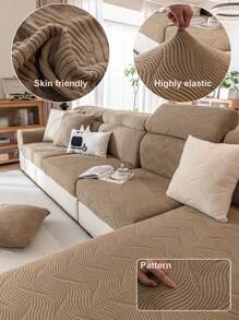 1 Stück Tulpenblattmuster Anti-Rutsch Fleece Elastische Sofakissenbezug in Allwetter, modern minimalistischer Stil Anti-Rutsch Schutzhülle für L-förmige Sofas, Schutzhülle für das Wohnzimmer mit 1/2/3/4 Sitzplätzen - Verschiedenfarbig - Übersicht 6