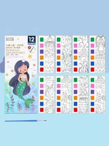 1set Children's Watercolor Coloring Book, Student Coloring And Drawing Book, Drawing And Coloring Paper, With Built-In Watercolor Paint Pens, Halloween, Thanksgiving And Christmas Gift Easter Gift,Back To School