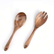 2/1pc Rosewood Salad Serving Utensil Set,School Supplies - Brown - View 6