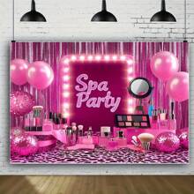 1 Stück pinke Make-up Geburtstags Wand Dekoration, geeignet für Hochzeiten, Geburtstage, Jahrestage, Bar/Volljährigkeits-Zeremonien, allgemeine Feiern - kein Strom nötig, Mehrzweck Polyesterbanner - einfach aufzuhängen, personalisierbar, perfekte Hintergrundwand Dekoration - Spa Party Hintergrund - perfekte Wahl für verschiedene Anlässe!