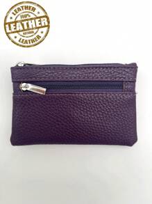 Echtes Leder Portemonnaie, Neues Design mit Reißverschluss, Kartenfächern und Münzfach