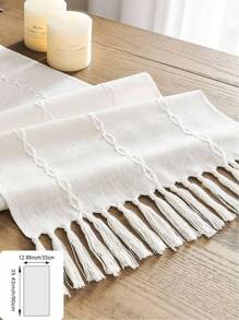 1 pezzo Tovaglia intrecciata in stile bohémien retrò, con nappe fatte a mano e frange annodate, disegno a righe avorio/verde/blu grigio/crema, adatta come copritavolo per caffè o pranzo o come copriletto, adatta per decorare tavoli da banco, matrimoni e festività di campagna,ageli per docciasposa.