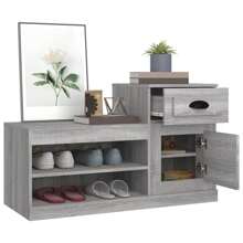 Sleek Grey Engineered Wood Shoe Cabinet Spacious Storage Solution 100x40 Cm - Grey - View 4