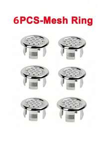 1/4/6pcs Set Of Plastic Bathroom Kitchen Sink, Replaceable Overflow Cover Ring Insert, Chrome Hole Circular Drainage Cover, Sink Accessories, Faucet Sink Cover, Sink, Plastic Electroplating Material, Kitchen And Bathroom Faucet Accessories, Anti Clogging Sewer Accessories, Floor Drain, Sink Decoration