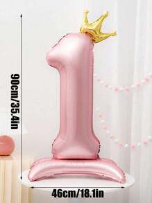 1 个超大 42 英寸 4D 粉色数字铝箔气球，生日场景布置、周年纪念照片装饰道具 - 粉紅色底座皇冠數字 - 查看 11