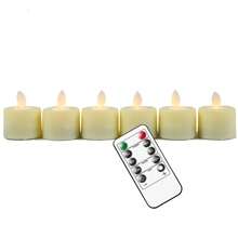 4 ou 6 velas de chá LED de Natal com pavio móvel e luz branca quente com controle remoto, temporizador de chama dançante realista, sala de bateria eletrônica falsa para dia dos namorados, decoração de casamento de ano novo