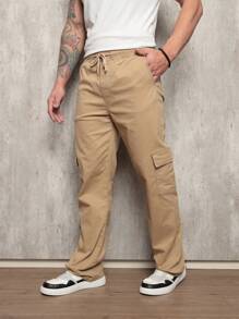 MEN'S CARGO STREET PANTS DARK KHAKI Cargo Twill With Elastics - Màu Khaki - Xem 2