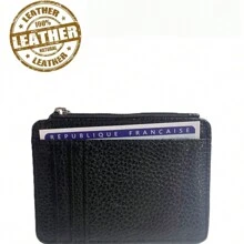 Genuine Leather Wallet, New Design With Zipper, Card Slots And Coin Compartment - Black - View 2