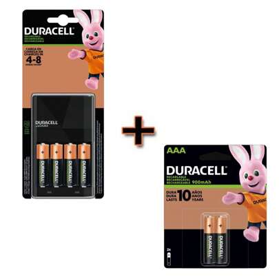  Kit Cargador Duracell con 4 pilas AA 2500 mAh + 2 pilas AAA 900 mAh
