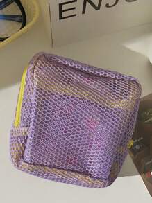 1pc Mesh Transparent Makeup Bag, Women's Large Capacity Cosmetic, Jewelry, Coin Purse, Travel Toiletry Organizer Pouch, Multi-Purpose Storage Bag