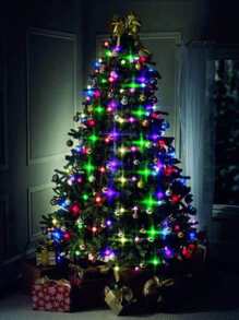 Serie Navideña de 200 Focos LEDs de 10 Metros con Luz Multicolor 8 Modelos de Iluminación  Ideal para Árbol de Navidad Acompañado de Esferas Navideñas Guirnalda Serie Lineal - Tipo de Enchufe B USA (110-127V) - Ver 7