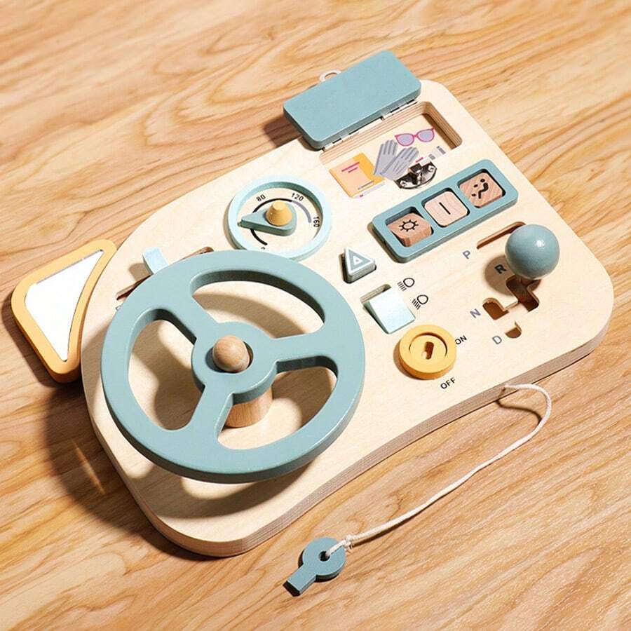 Montessori Steering Wheel Toy: Promotes Early Enlightenment And Happy Growth Through Busy Board And Vehicle Signs - Multicolor - View 1