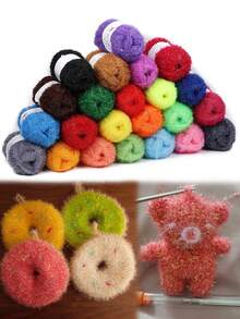 100M/3937IN 50G DIY 闪亮洗碗布纱洗碗巾线玻璃线钩针编织工艺粉彩手工擦洗纱 - 彩色 - 查看 3