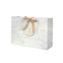 创意大理石纹节日礼品包装袋，丝带蝴蝶结手提纸袋，情人节礼品包装袋，生日礼品袋
