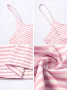 Camiseta sin tirantes de canalé minimalista con rayas para mujer, uso casual diario, sexy