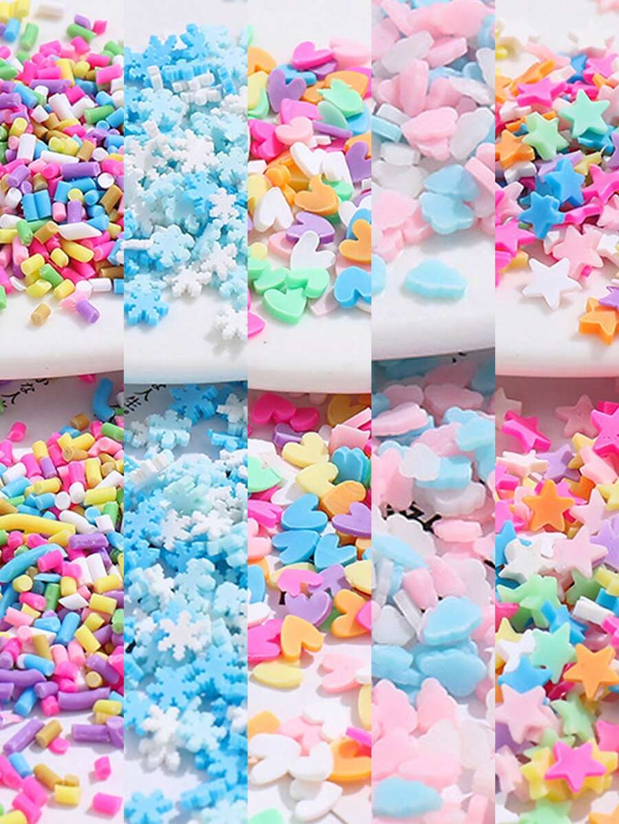 20g Resin Polymer Clay Glitter Sprinkle - DIY Decorative Filler For Snowflake/Heart/Star Crafts & Slime Making - Multicolor - View 1