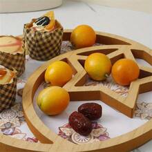 1pc Rustic Wooden Crescent And Star Eid Dessert Tray - Perfect For Party Tableware And Decoration