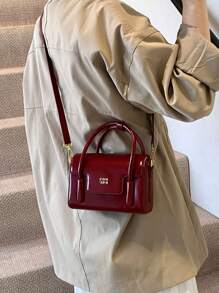 New High-Quality Minimalist Solid Color Maladeh Handbag, Beautiful Design Casual Crossbody Bag, Minimalist Solid Color Classic Dignified Shoulder Bag For Work, Dating, Women, Holiday Gift, Best Mother's Day Gifts Women , Mum Gifts, Mother's Day - Burgundy - View 3