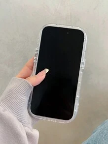 1 个郁金香花朵与幸运英文薄纱图案手机壳，1.5 毫米 IMD 硬壳三合一全覆盖气囊防摔精准孔相机环电镀独立按钮兼容 iPhone 16 Pro Max/15 Plus/14/13/12/11