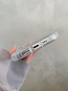 1 个郁金香花朵与幸运英文薄纱图案手机壳，1.5 毫米 IMD 硬壳三合一全覆盖气囊防摔精准孔相机环电镀独立按钮兼容 iPhone 16 Pro Max/15 Plus/14/13/12/11