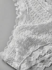 男士性感蕾丝网眼丁字裤、时尚低腰内衣、透气舒适弹力丁字裤、休闲丁字裤 - 白色 - 查看 5