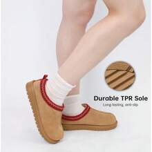 EVELLYHOOTD Braided Leather Outdoor Slippers Women's Mini Platform Boots With Fluffy Fur Lining Short Ankle Boots For Autumn Winter Warm Walking Shoes - màu đen - Xem 7